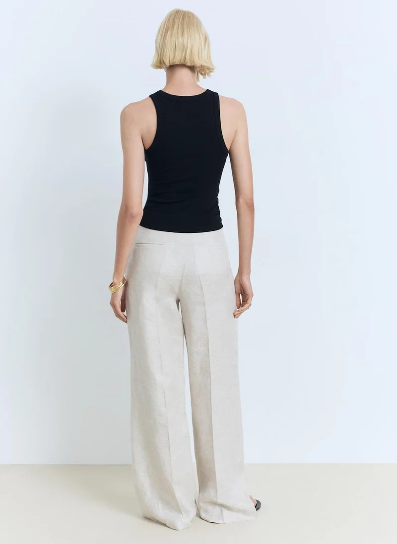 مانجو Ribbed cotton-blend top