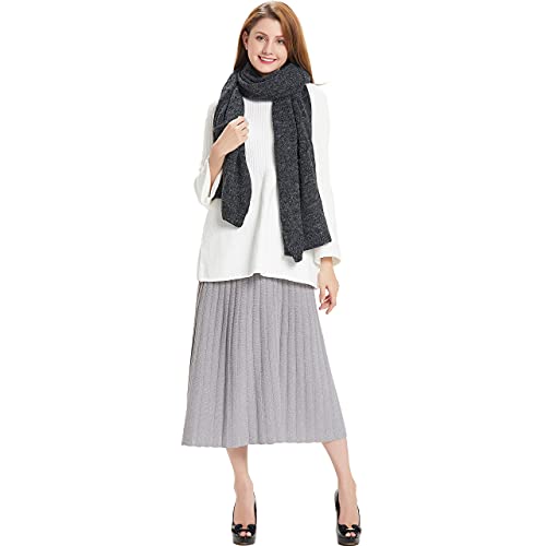 Hanerdun's Womens Thick Knit Wrap Soft Warm Shawl Winter Scarf With Pocket, Black, One Size - Image 2