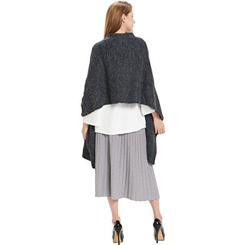 Hanerdun's Womens Thick Knit Wrap Soft Warm Shawl Winter Scarf With Pocket, Black, One Size - Image 5