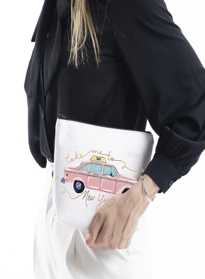 حقيبة مكياج بسحاب من WCGXKO، هدية مثالية لحفلة توديع العزوبية، مثالية لرحلة إلى نيويورك (إلى نيويورك). - Image 4