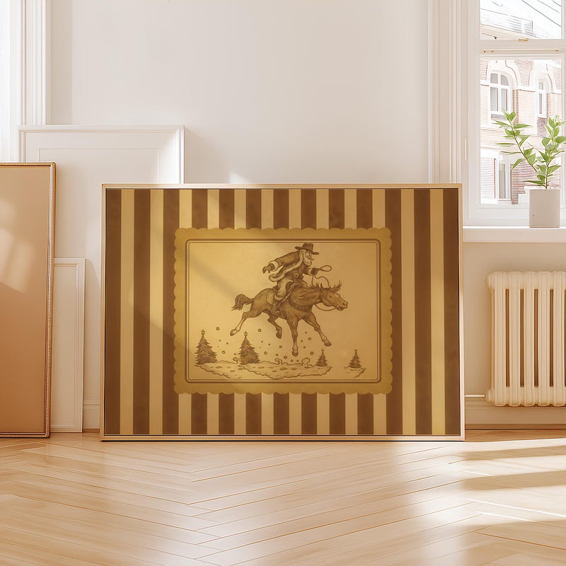 TNESSENTIAL Cowboy Santa Wall Art Print – Vintage Western Christmas Poster, Rustic Holiday Decor, Funny Santa Claus Riding Horse, Country Christmas Gift - Image 5