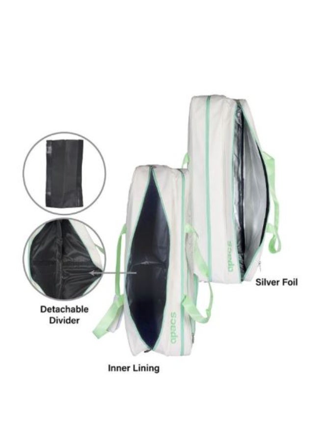 Apacs D821 SF Badminton Racket Bag, White – Lightweight Multi-Compartment Sports Racket Bag with Shoe Section for Badminton Training & Tournament Use - Image 2