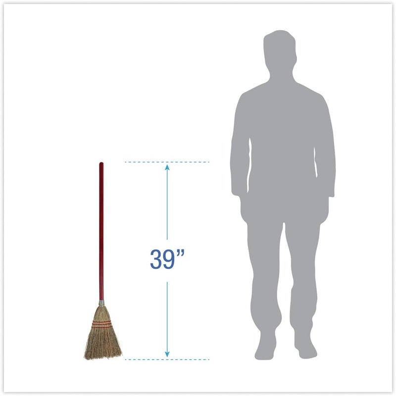 boardwalk 951TEA Lobby/Toy Broom, Corn Fiber Bristles, 39-Inch Overall, Wood Handle, Red/Yellow - Image 2