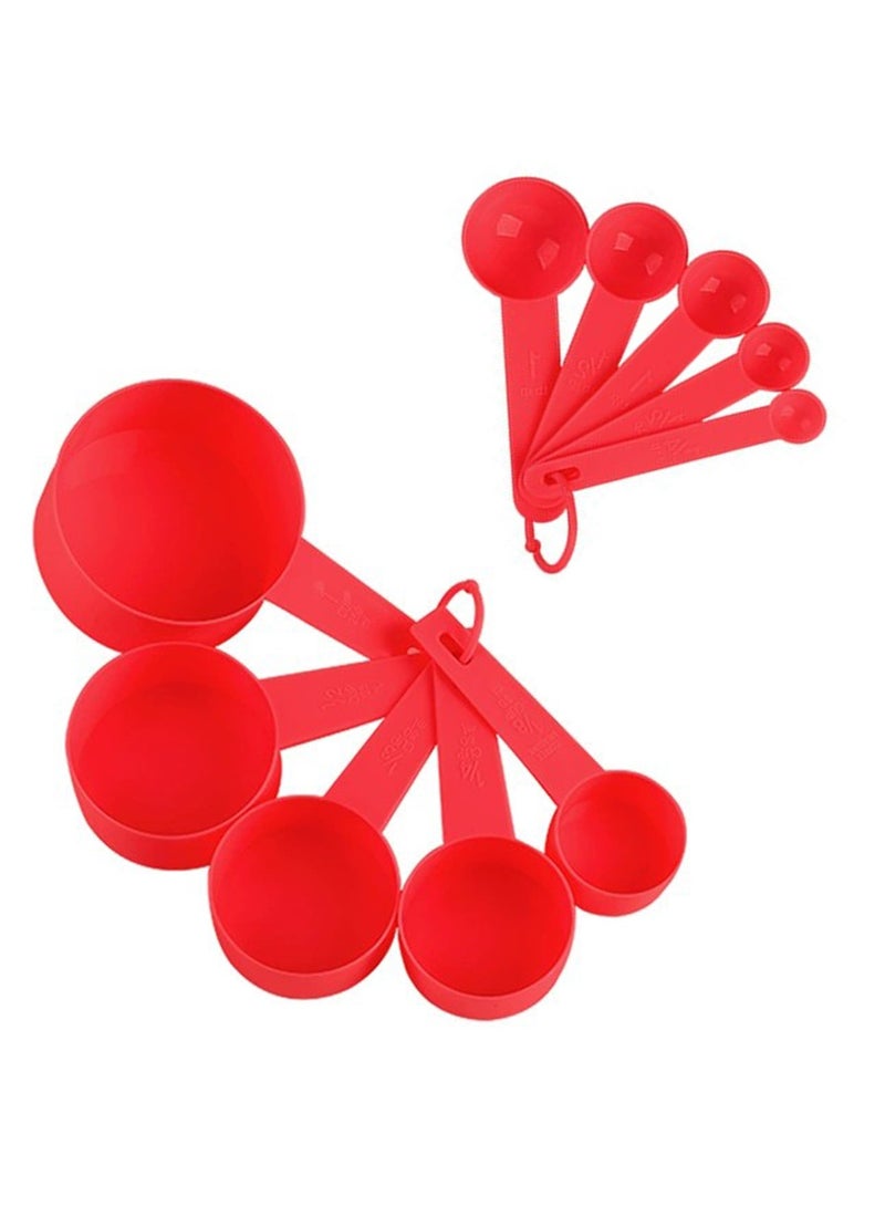 10 قطع أكواب قياس بلاستيكية بلاستيكية حمراء اللون الأحمر - Image 1