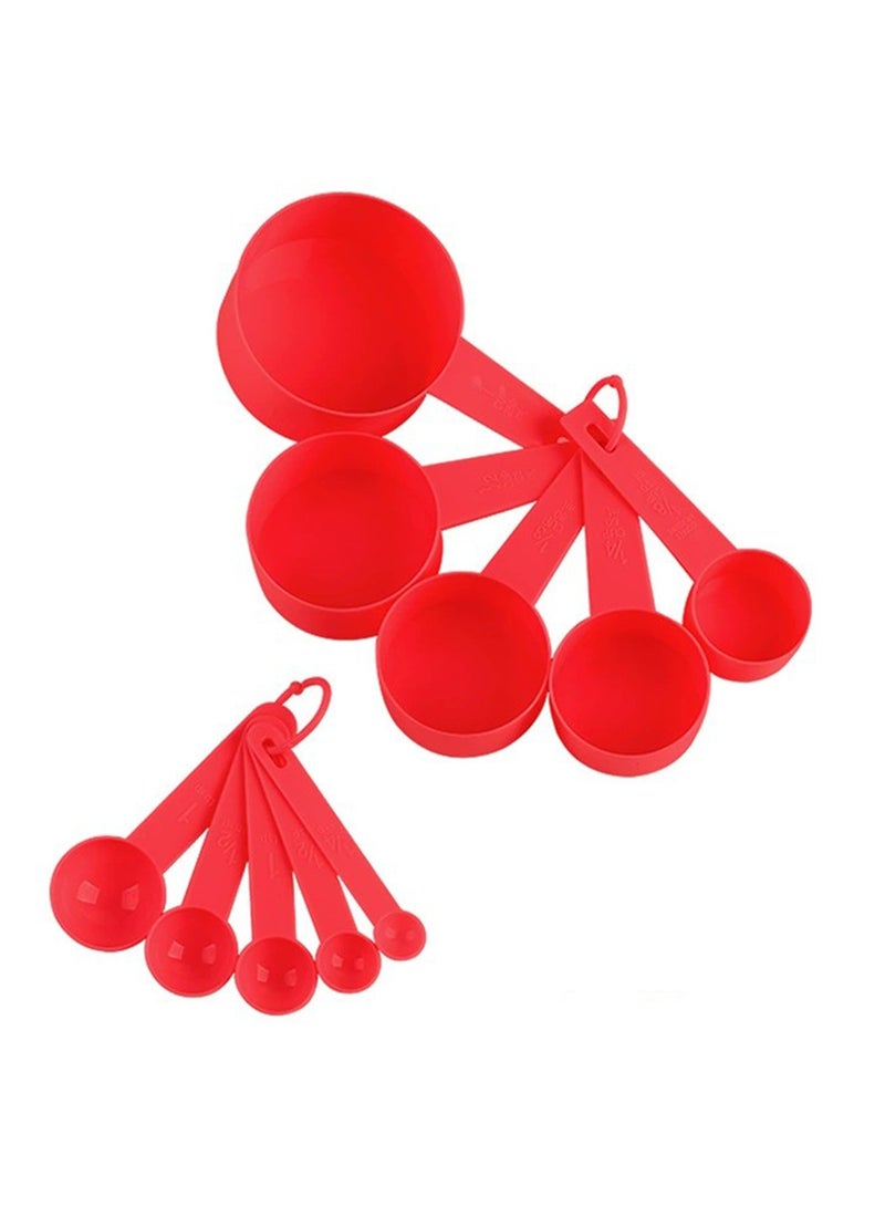 10 قطع أكواب قياس بلاستيكية بلاستيكية حمراء اللون الأحمر - Image 3