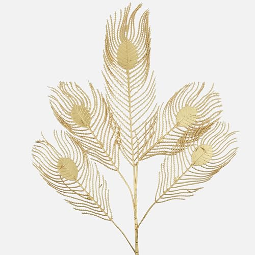 VIKIJO 2 Pcs Artificial Flower with Golden Leaf Fake Flowers Sticks Bunch Decorative Items for Wedding Party Decoration Home, Living Room Table Decoration Plants (Without Vase Pot) - Image 1