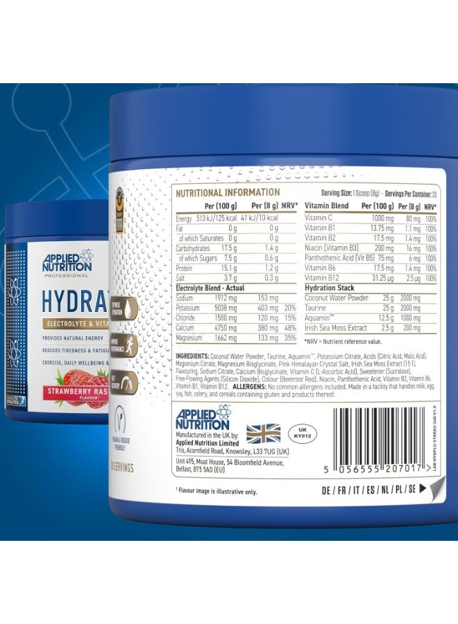 Applied Nutrition Hydration Electrolyte & Vitamin Powder - Natural Energy & Reduces Tiredness & Optimize Hydration (240g - 30 Servings)(Strawberry & Raspberry) - Image 3