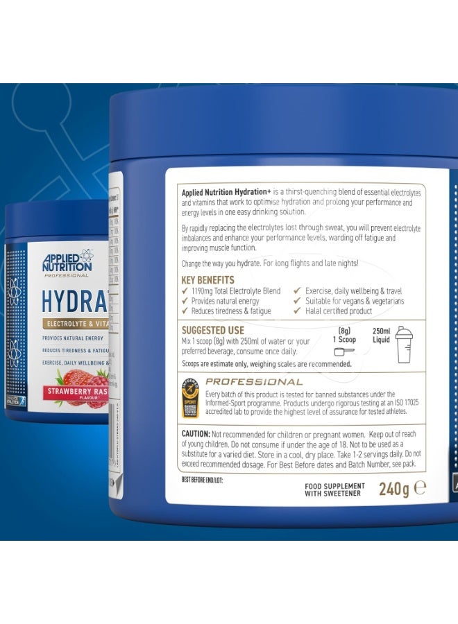 Applied Nutrition Hydration Electrolyte & Vitamin Powder - Natural Energy & Reduces Tiredness & Optimize Hydration (240g - 30 Servings)(Strawberry & Raspberry) - Image 4