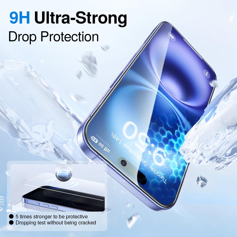 SMARTDEVIL 2 Pack for iPhone 16/ iPhone 15 Screen Protector, 9H Hardness Military Grade Shatterproof, HD Clear Tempered Glass with Auto Dust-Elimination, Bubble Free, Easy Installation, Case Friendly - Image 3