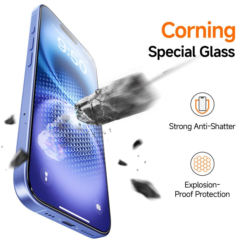 SMARTDEVIL 2 Pack for iPhone 16/ iPhone 15 Screen Protector, 9H Hardness Military Grade Shatterproof, HD Clear Tempered Glass with Auto Dust-Elimination, Bubble Free, Easy Installation, Case Friendly - Image 5