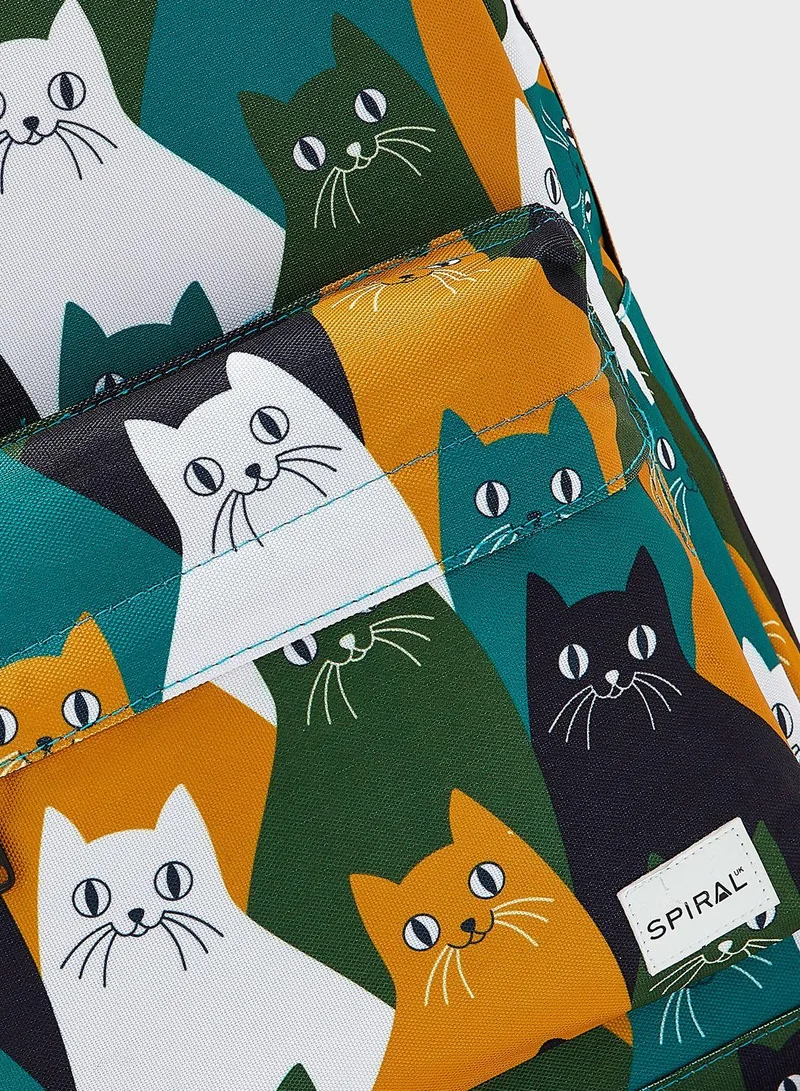 Spiral Cats Printed Backpack