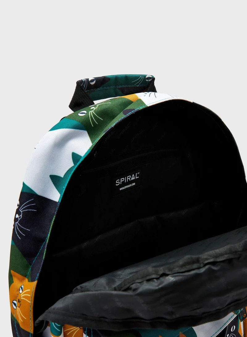 Spiral Cats Printed Backpack