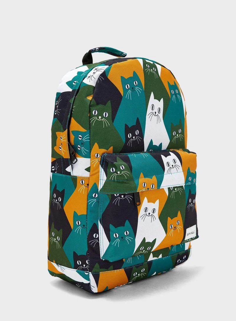 Spiral Cats Printed Backpack