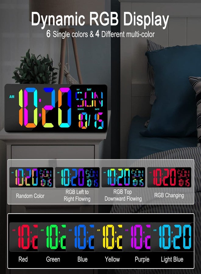 XREXS Large Digital Wall Clock with Remote Control, 17 Inch LED Large Display Count Up & Down Timer, Adjustable Brightness RGB Color Changing Clock Alarm Clock for Home, Gym, Office and Classroom - Image 2