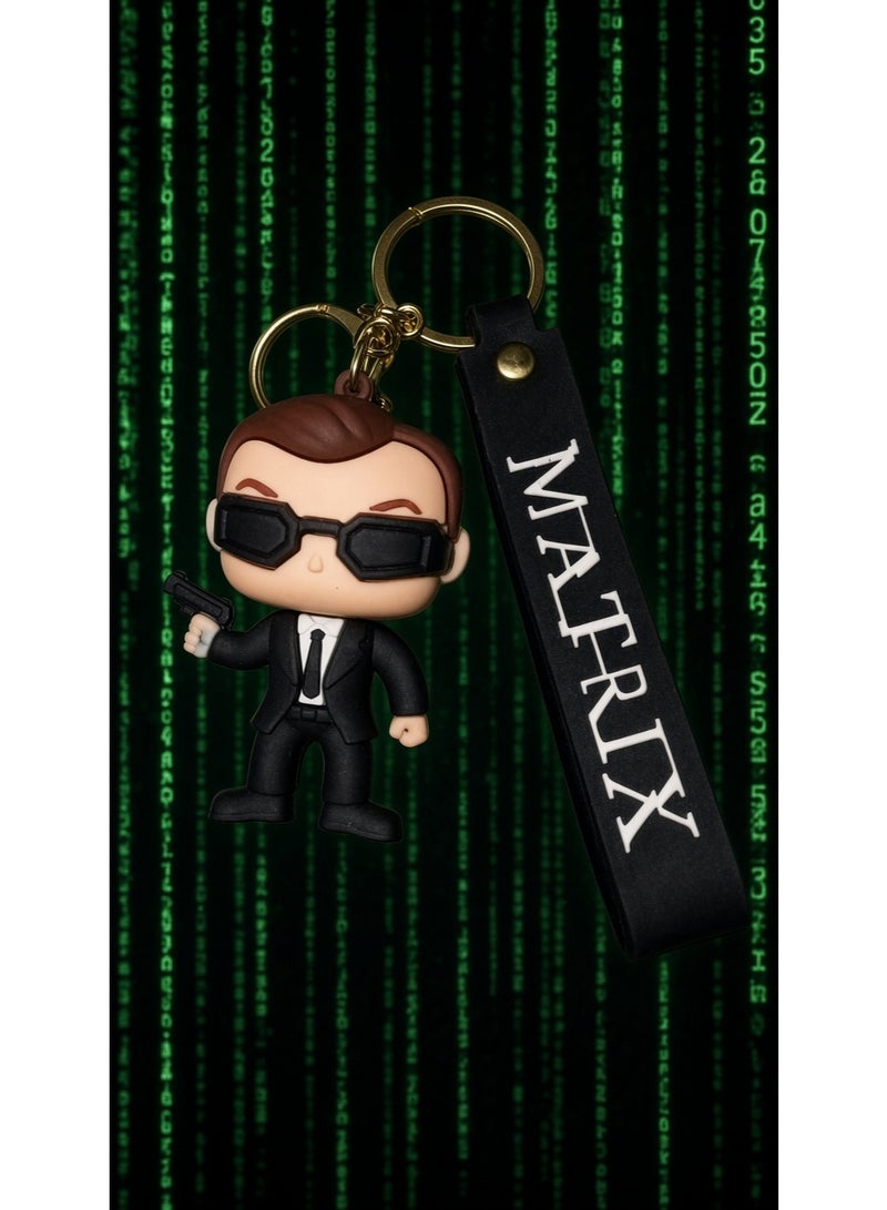 Cyber Action Character Keychain with Strap Cool Anime Style Key Ring Bag Charm