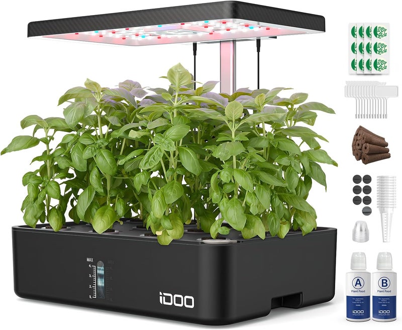 iDOO 12Pods Hydroponics Growing System, Indoor Herb Garden with LED Grow Light, Built-in Fan, Automatic Timer, Smart Garden Germination Kit, Adjustable Height Up to 11.3" for Home, Office - Image 1