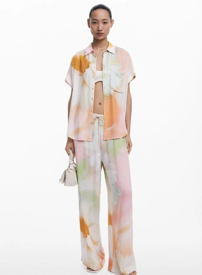 ديسيجوال قميص قصير الأكمام بصبغة ربطة عنق