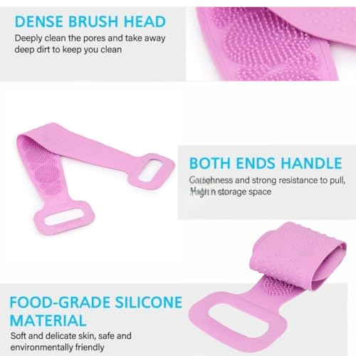 ANTIL'S Silicone Body Back Scrubber, Double-Sided Exfoliating Bath Brush | Deep Cleansing & Massage Belt for Shower & Dead Skin Removal (Medium) - Image 3