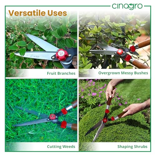 Cinagro Hedge Shears for Gardening (1 Pc, Metal Blade, Wooden Handle), Heavy Duty Hedge Pruner Shear Cutter & Plant Branch Cutter for Lawns or Garden, Garden Scissors for Cutting Plant Stem - Image 5