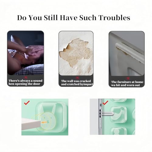 DLEST 6Pcs Door Bumper Wall Protectors Square Round Silicone Door Stopper for Door Handle Buffer Guard Shock-Absorbent Self Adhesive Cushioning Pad for Door Knob Desk Corner (4 * 4cm, Transparent) - Image 5
