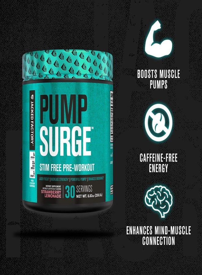 Jacked Factory Pumpsurge Caffeine Free Pre Workout for Men & Women - Nootropic Booster & Stim Free Pre Workout - Intense Pumps, Enhanced Focus - 30 Servings, Cherry Limeade - Image 2