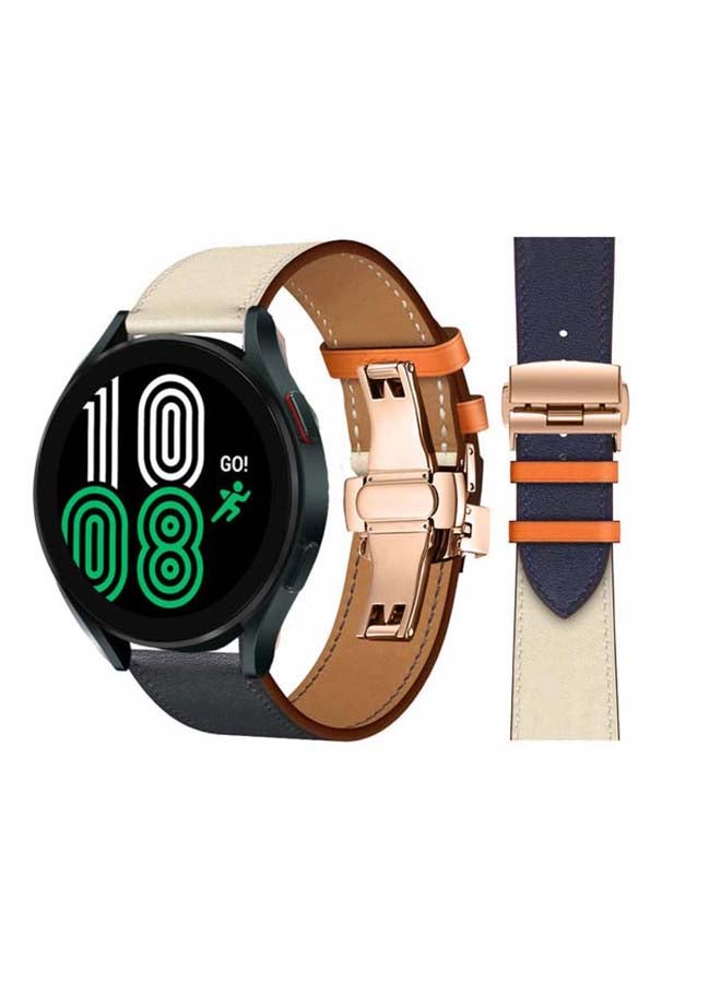 Perfii Genuine Leather Replacement Band for Samsung Galaxy Watch 4 40/44mm Blue - Image 1