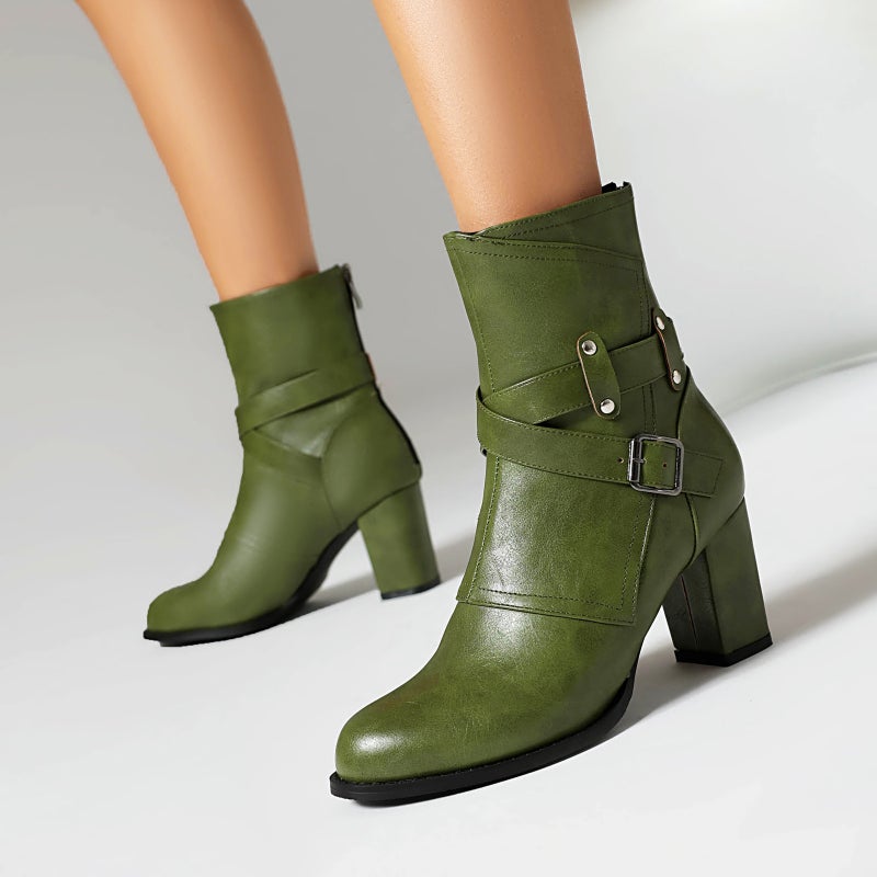 Wish Supply Winter Fashion High Heel Women'S Shoes 40-48 Plus Size Rivet Belt Buckle Low Tube Women - Image 4