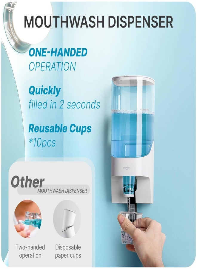 Umimile Mouthwash Dispenser for Bathroom, Plastic Mouthwash Dispenser Wall Mounted, 30.4oz(900ml) Mouthwash Container with 10Pcs Reusable Cups - Image 2