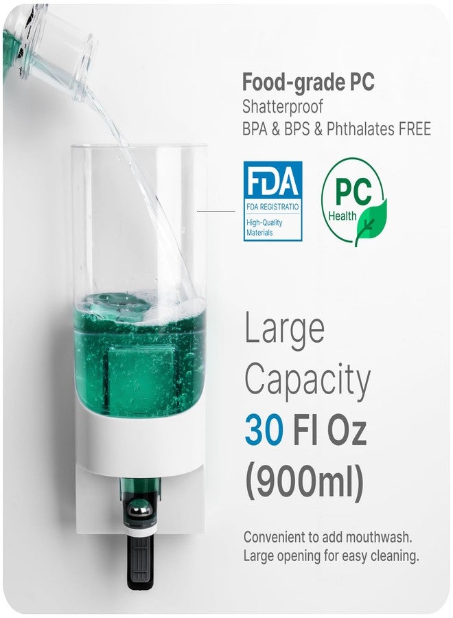 Umimile Mouthwash Dispenser for Bathroom, Plastic Mouthwash Dispenser Wall Mounted, 30.4oz(900ml) Mouthwash Container with 10Pcs Reusable Cups - Image 3