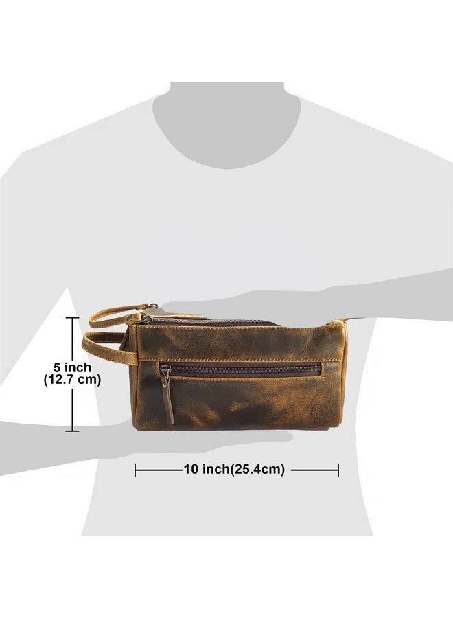 Rustic Town Buffalo Leather Toiletry Bag : Vintage Travel Shaving & Dopp Kit : For Toiletries, Cosmetics & More : Spacious Interior & Waterproof Lining : Compact Fits Easily In Luggage  - Image 2