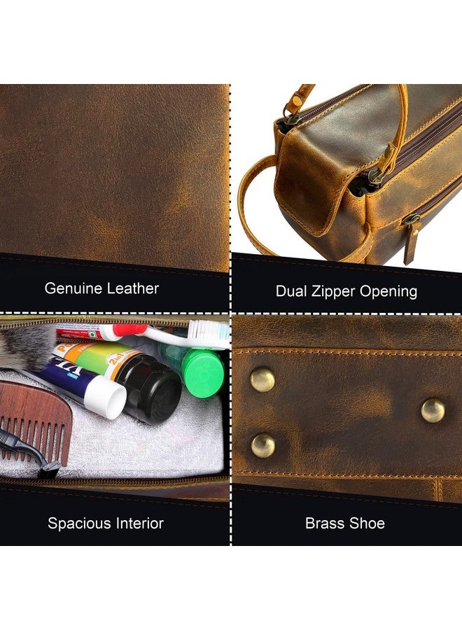 Rustic Town Buffalo Leather Toiletry Bag : Vintage Travel Shaving & Dopp Kit : For Toiletries, Cosmetics & More : Spacious Interior & Waterproof Lining : Compact Fits Easily In Luggage  - Image 3