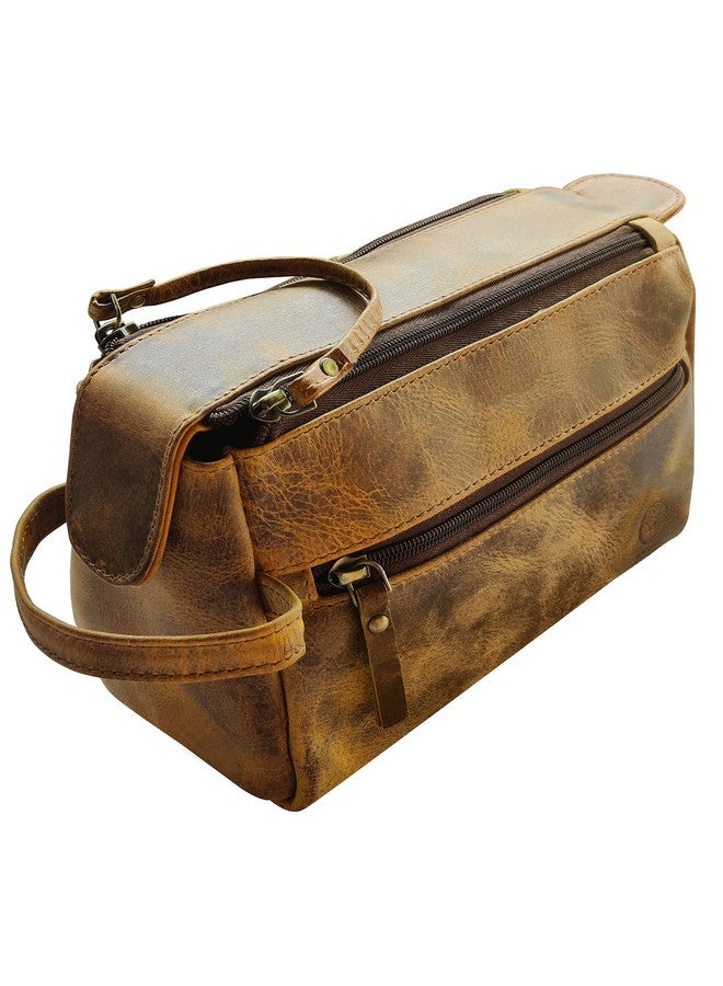 Rustic Town Buffalo Leather Toiletry Bag : Vintage Travel Shaving & Dopp Kit : For Toiletries, Cosmetics & More : Spacious Interior & Waterproof Lining : Compact Fits Easily In Luggage  - Image 1