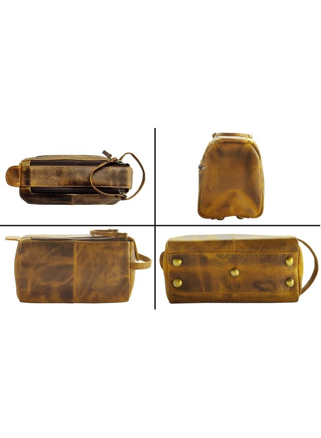 Rustic Town Buffalo Leather Toiletry Bag : Vintage Travel Shaving & Dopp Kit : For Toiletries, Cosmetics & More : Spacious Interior & Waterproof Lining : Compact Fits Easily In Luggage  - Image 5