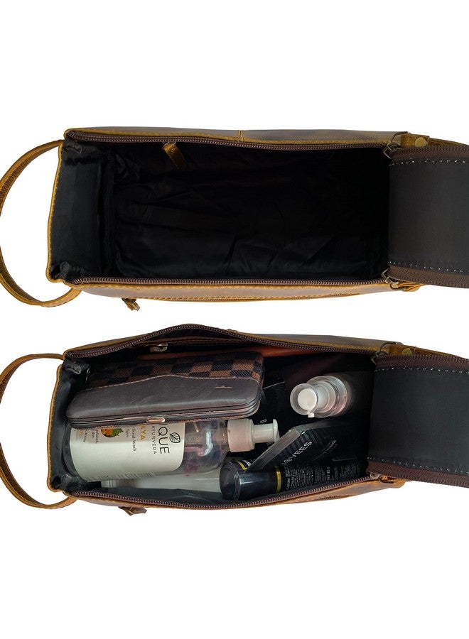 Rustic Town Buffalo Leather Toiletry Bag : Vintage Travel Shaving & Dopp Kit : For Toiletries, Cosmetics & More : Spacious Interior & Waterproof Lining : Compact Fits Easily In Luggage  - Image 4