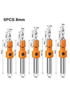 Generic 5PCS Countersink Drill Bit Set, Wood Hole Timber Working Drill Bits for Wood Screw Cutter Adjustable with Hex Key Wrench  - Image 1