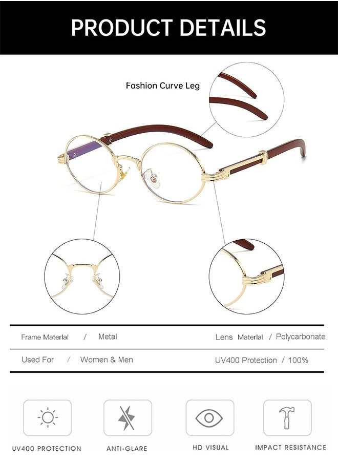 AZorb Anti Blue Light Blocking Glasses for Men Women Oval Wooden Frame Eyeglasses Gaming Reading Glasses Clear Lens Fashion Eye Glasses Anti Eyestrain  - Image 2