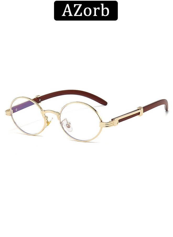 AZorb Anti Blue Light Blocking Glasses for Men Women Oval Wooden Frame Eyeglasses Gaming Reading Glasses Clear Lens Fashion Eye Glasses Anti Eyestrain  - Image 1