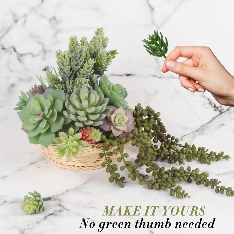 FOIMAS Artificial Succulent Plant,16pcs Large Faux Flocked Succulent Decor for Floral Wall Garden Arrangement Home Office Decoration,Unpotted - Image 3