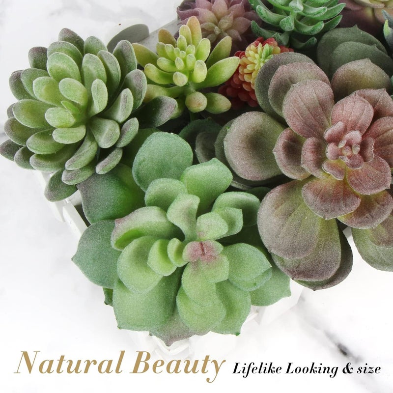 FOIMAS Artificial Succulent Plant,16pcs Large Faux Flocked Succulent Decor for Floral Wall Garden Arrangement Home Office Decoration,Unpotted - Image 2
