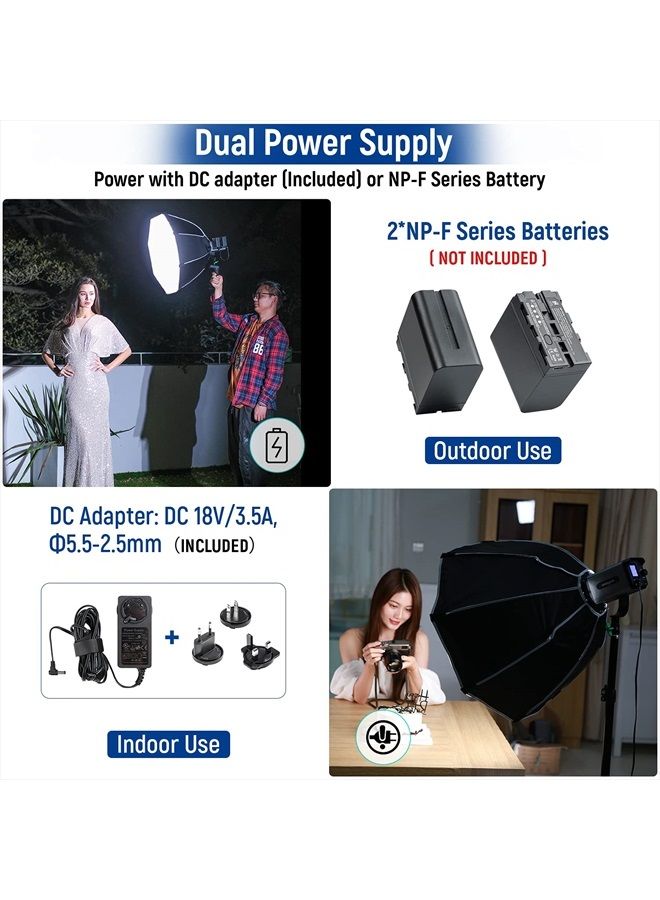 Weeylite Ninja 200 60W LED Video Light, Bi-Color 2800-8500K LED Continuous Lighting with CRI 95+ 15400lux@1m, App Control and Bowens Mount Adapter for Portrait Wedding Outdoor Shooting YouTube Videos - Image 4