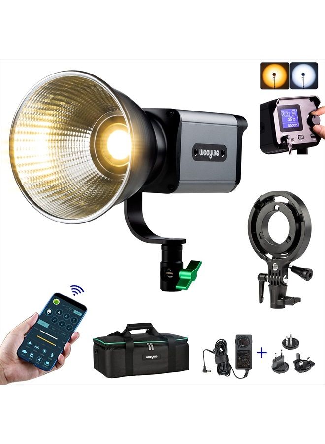 Weeylite Ninja 200 60W LED Video Light, Bi-Color 2800-8500K LED Continuous Lighting with CRI 95+ 15400lux@1m, App Control and Bowens Mount Adapter for Portrait Wedding Outdoor Shooting YouTube Videos - Image 1