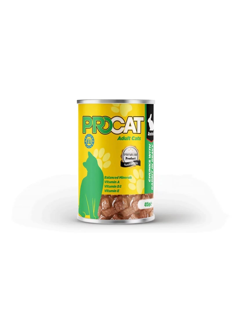 بروكات طعام قطط رطب للبالغين بالأرنب – قطع في الصوص غنية بالفيتامينات والمعادن، 415 جم - Image 1