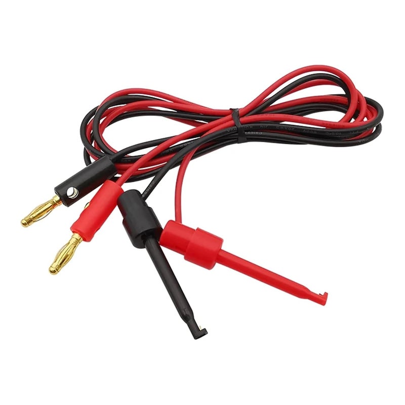 Gold Plated 4mm Banana to Test Hook Clip Lead Cable for Multimeter Red Black - Image 3