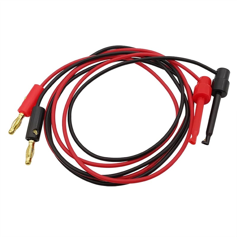 Gold Plated 4mm Banana to Test Hook Clip Lead Cable for Multimeter Red Black - Image 2