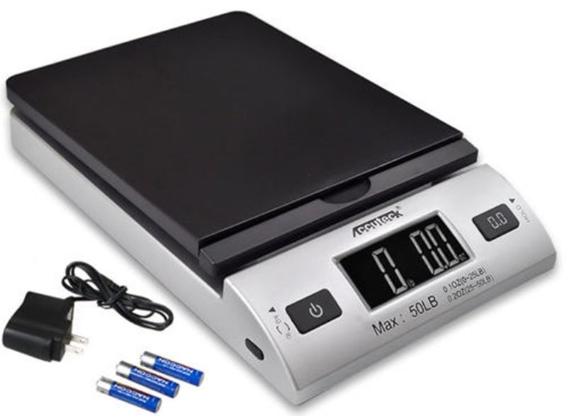 سلسلة All-in-1 W-8250-50bs A-Pt 50 ميزان الشحن والبريد الرقمي مع محول تيار متردد، فضي