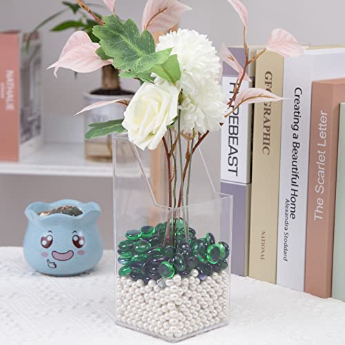 FUTUREPLUSX 1LB Green Flat Glass Marbles, Premium Colored Gems Fish Bowl Marbles Decorative Mosaic Glass Pebbles Floral Smooth Stones for Vases Aquarium Home Decor - Image 4