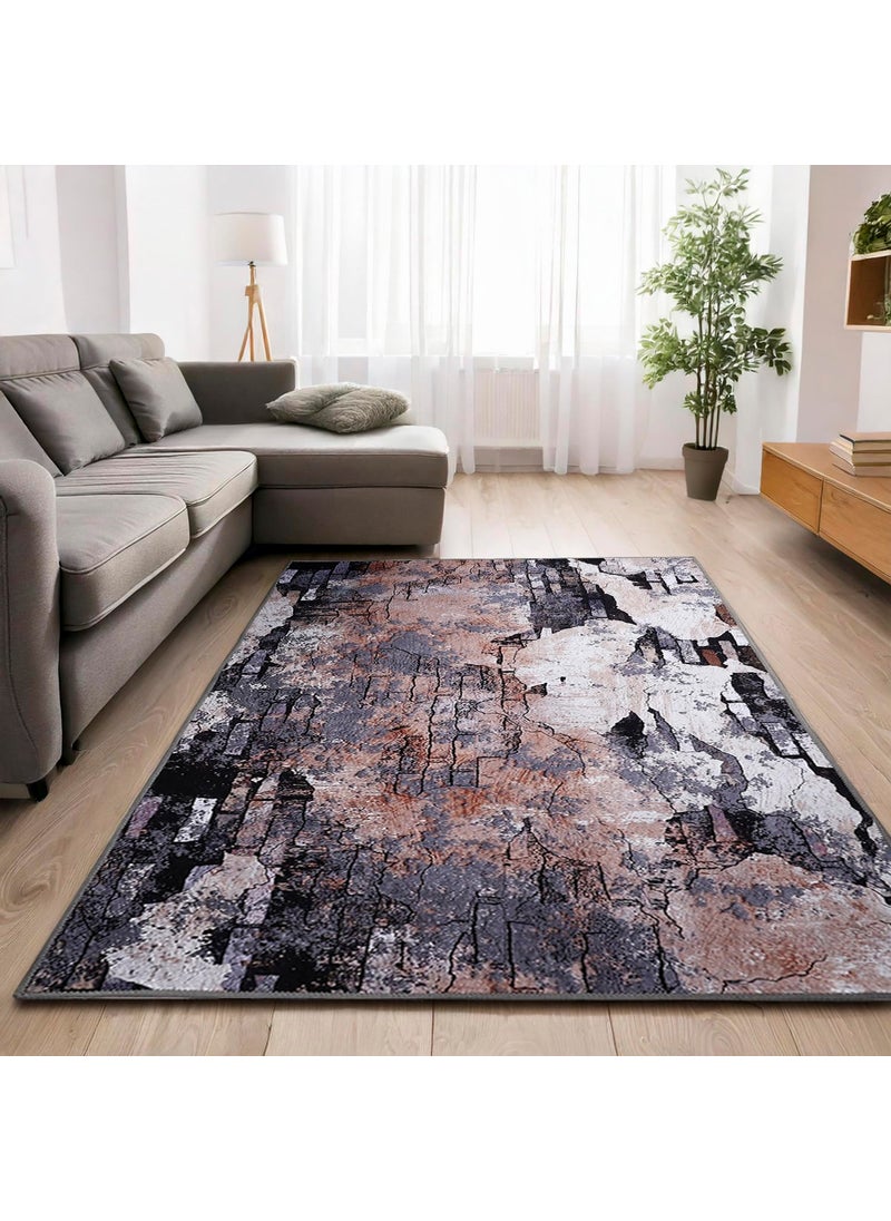Status Contract Status Contract Ice Velvet Rugs for Living Room | (Print) Carpet for Living Room Decor | Anti Skid Backing Home Essentials | Aesthetic Vintage Decor Carpet for Bedroom | (4 x 6, D14)  - Image 1