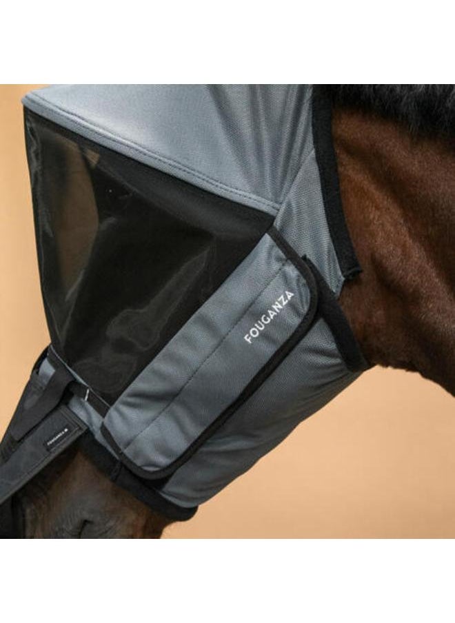 FOUGANZA Horse Riding Fly Mask with Frame for Horse & Pony - Asphalt Grey  - Image 4