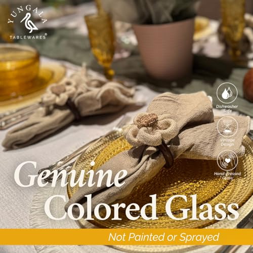 Yungala Amber Hobnail Glass Plates – Vintage Amber Glass Dinner Plates – Elegant Retro Tableware for Timeless Entertaining - Image 5