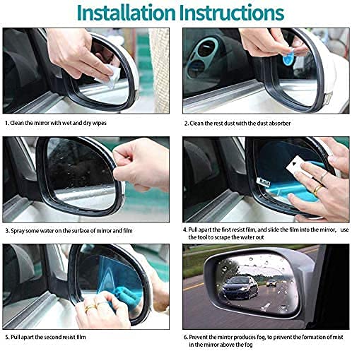 Parshya Universal Car Accessories Rear-View Mirror Waterproof Anti Fog Rainproof Anti-Water Protective Film Sticker for Car (Oval 2 pcs + squre 2 pcs) - Image 2
